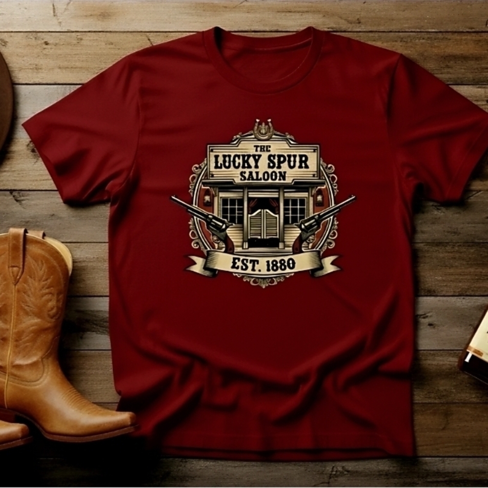 Lucky Spur Saloon Western Tee • Vintage Cowboy Graphic Shirt • Country Rodeo Top